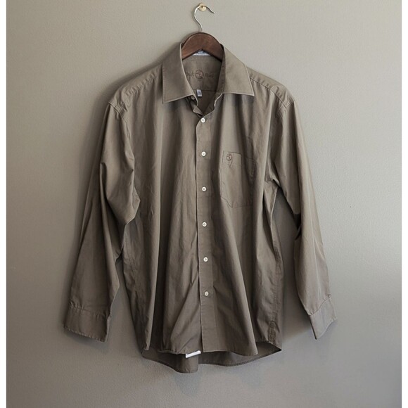 Duck Head Size Large Wrinkle Free Shirt Khaki Brown Mens 16 - 16 1/2 Button Up - Picture 1 of 5